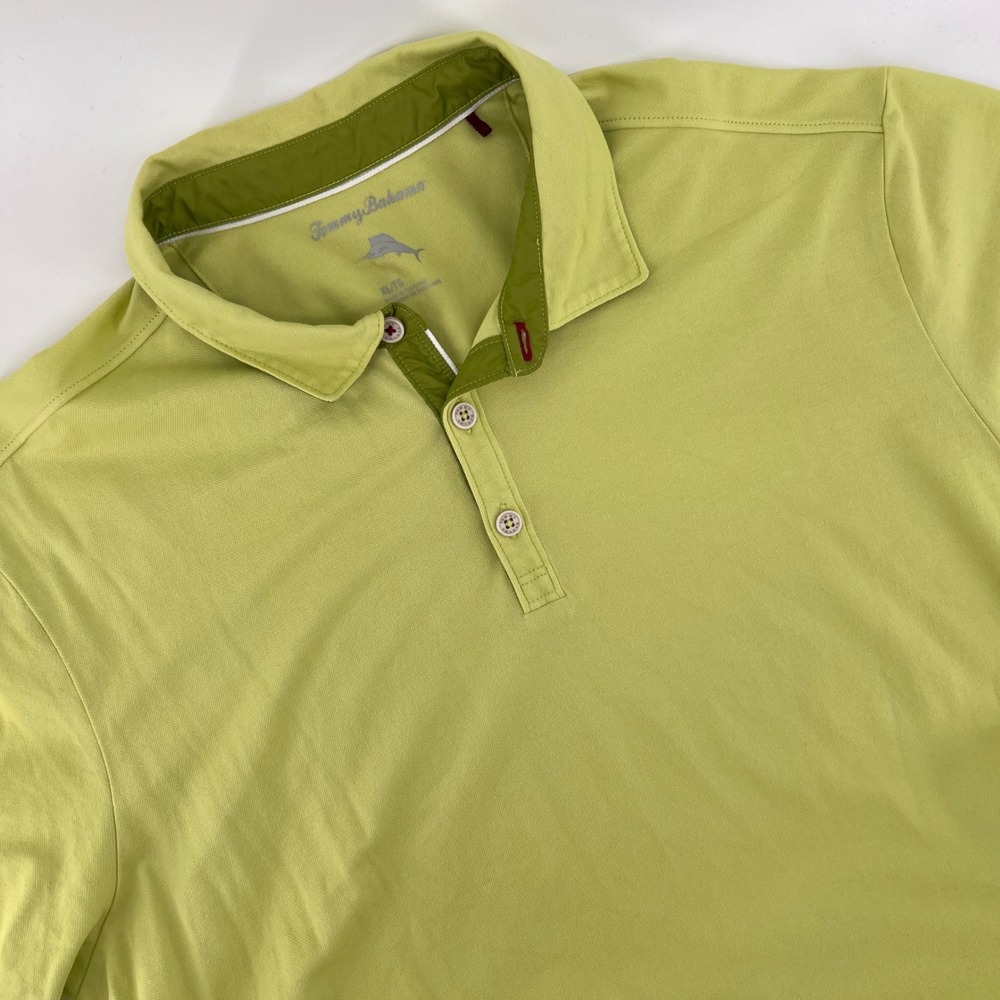 Tommy Bahama Mens XL Polo Shirt Cotton Blend Lime Green Coastal Classic Golf